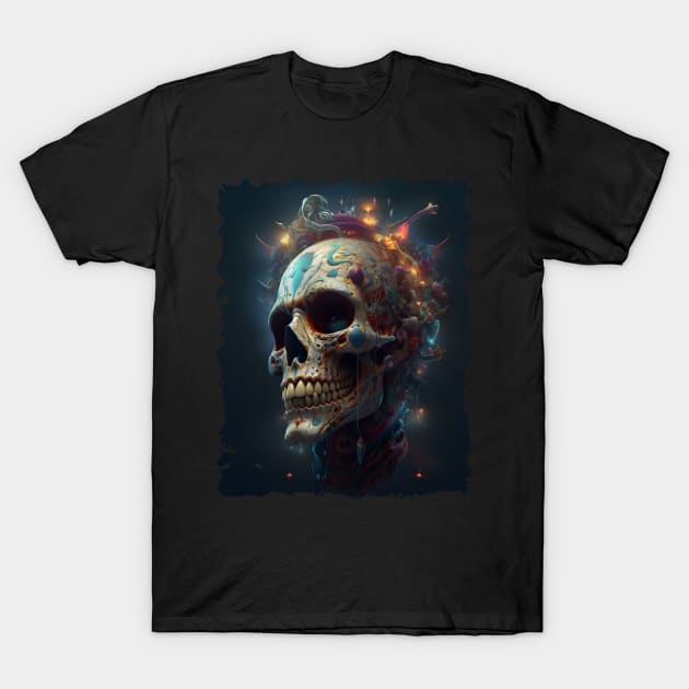 Spooky Evil Clown Skull T-Shirt by Obotan Mmienu
